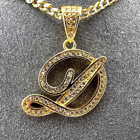 18K Gold Plated over 925 Solid Sterling Silver "D" Letter Necklace - Picture 2 of 8